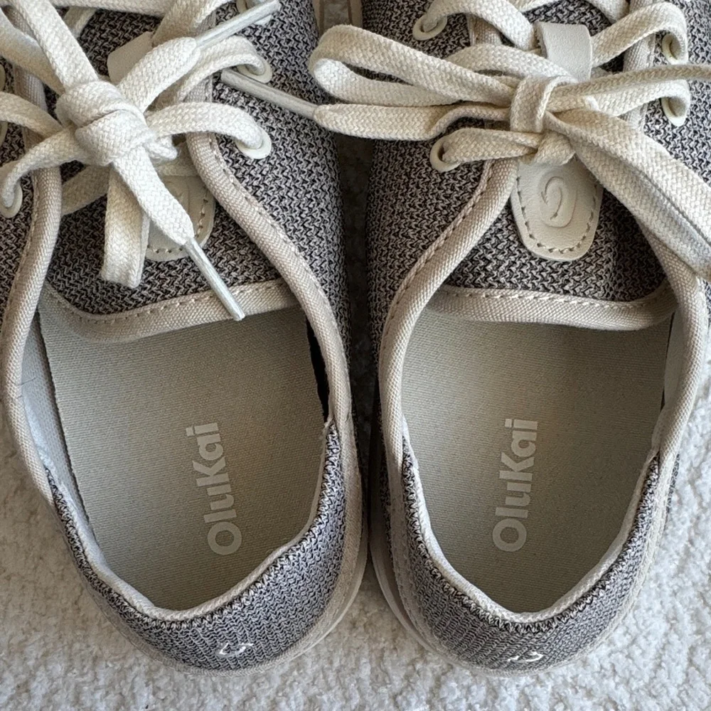 Olukai Pehuea Li Convertible Sneaker Women Tapa/White Sand Sz 7.5